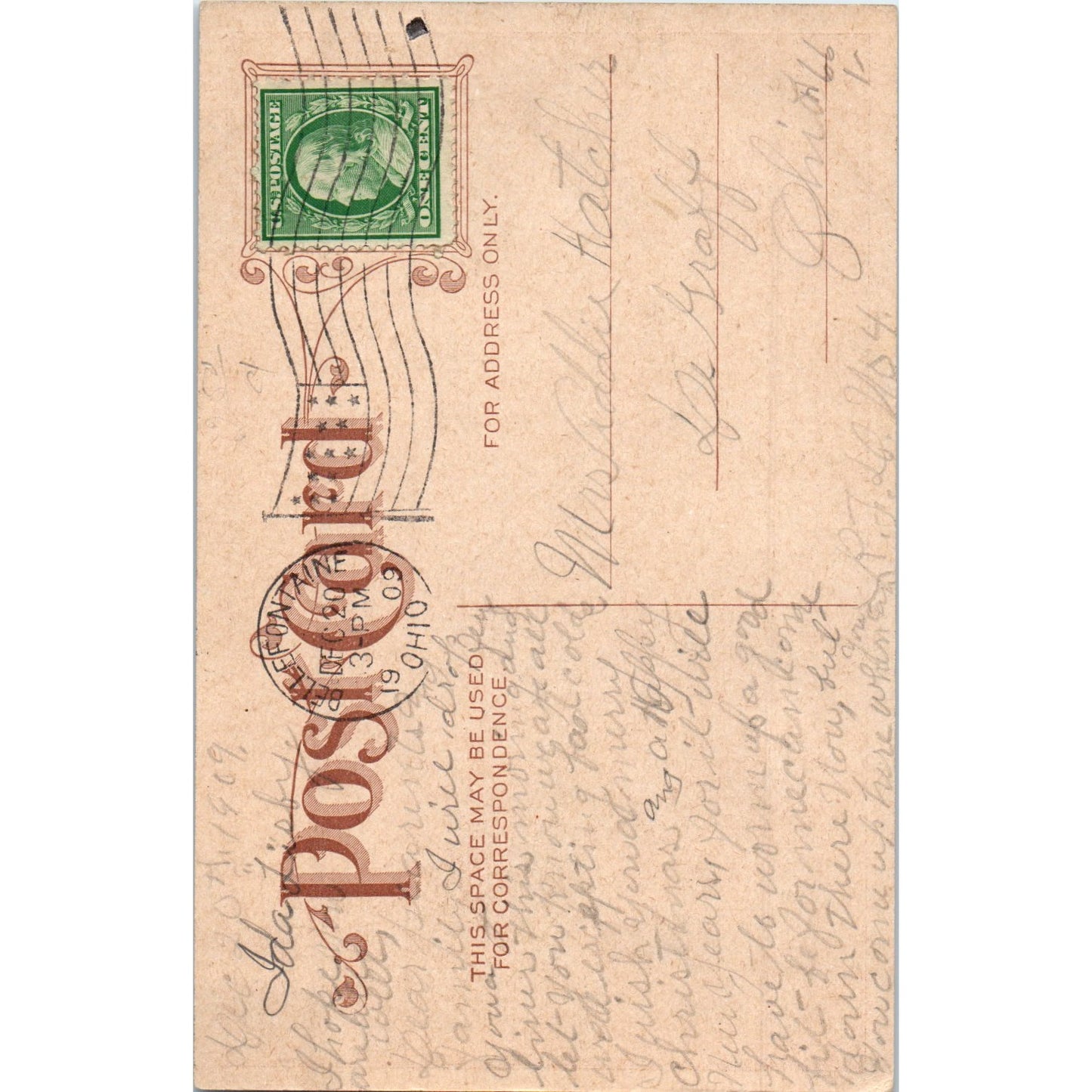 Postcard Collage (Visual art) Bellefontaine OH 1909 Original Postcard P2-7