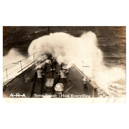 WWI Battleship Scene Some Splash Hold Everything - Original Postcard TJ8-5