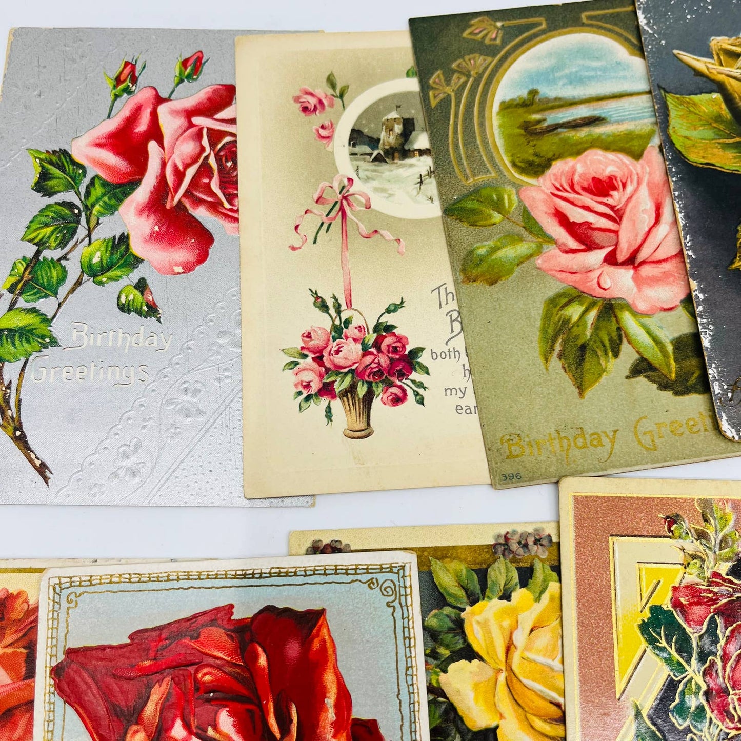 1910s Birthday Post Card Lot of 20 Embossed ALL FEATURING ROSES Floral TD1-RB