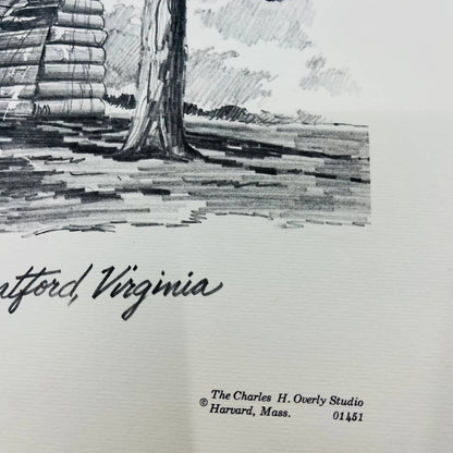 Vintage Uncle Wes Cabin Stratford Hall Virginia Sketch Print 11 x 14.5” FL1