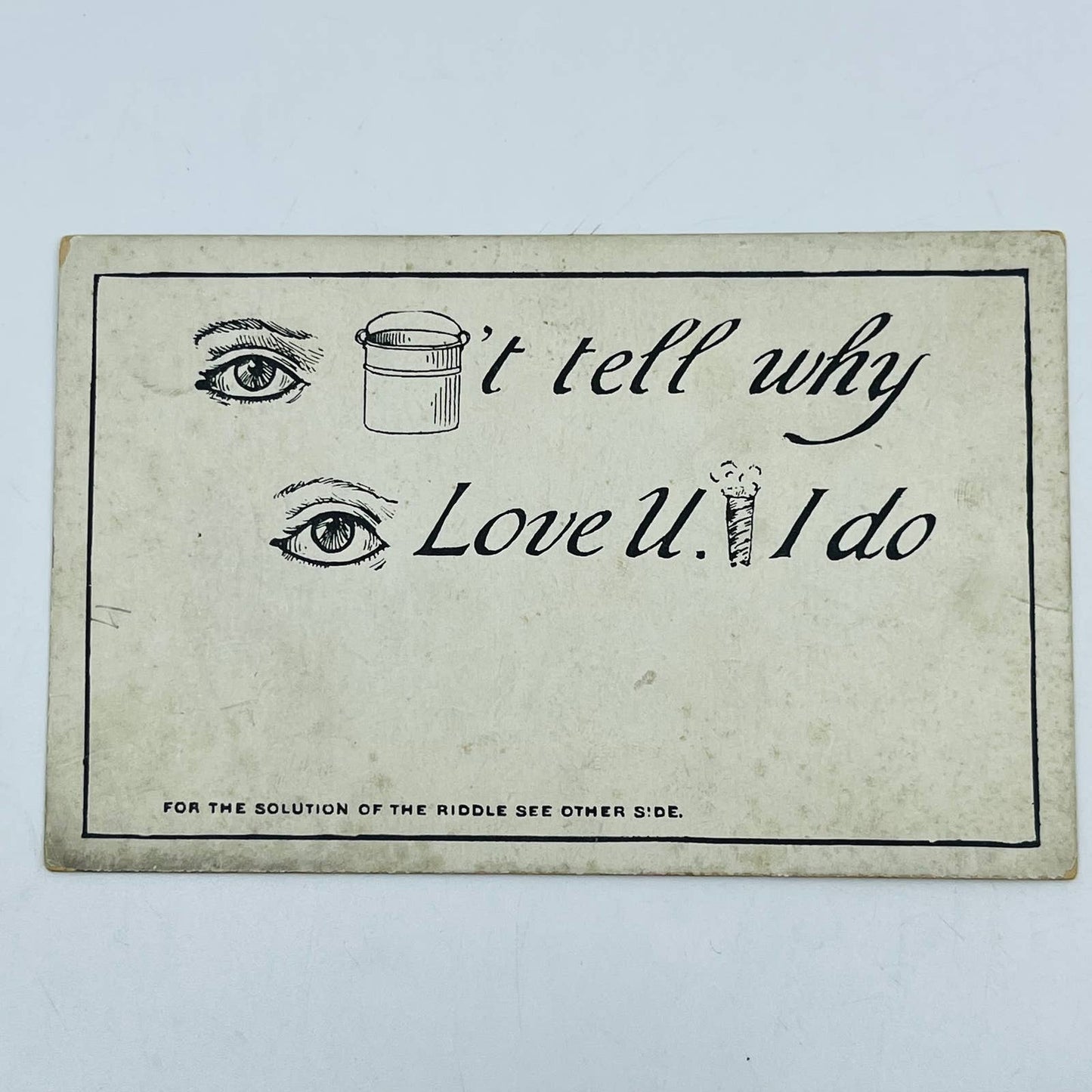 1910s Post Card Antique Picture Puzzle Eye Love You PA7