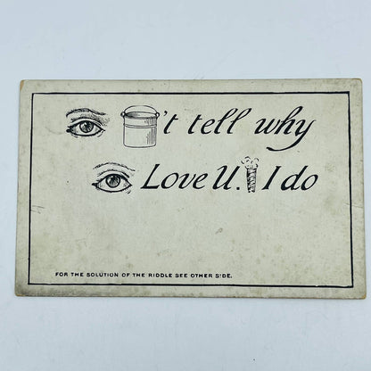 1910s Post Card Antique Picture Puzzle Eye Love You PA7