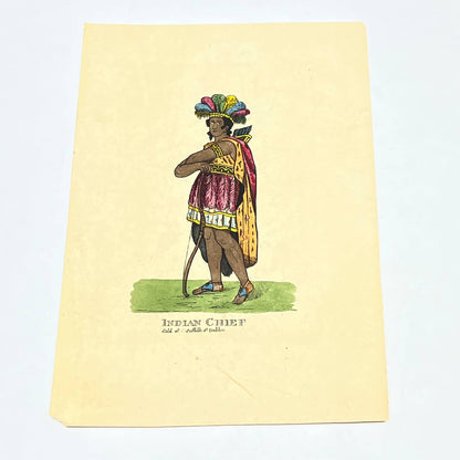 Vintage Lithograph Print Indian Chief Sold at Suffolk St Dublin 5.5x8.25" AB8