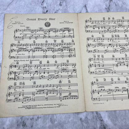 Vintage 1950 Count Every Star Paxton Music Sammy Gallop Bruno Sheet Music TH5