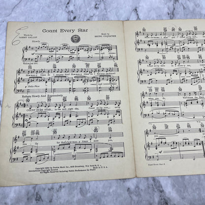 Vintage 1950 Count Every Star Paxton Music Sammy Gallop Bruno Sheet Music V38