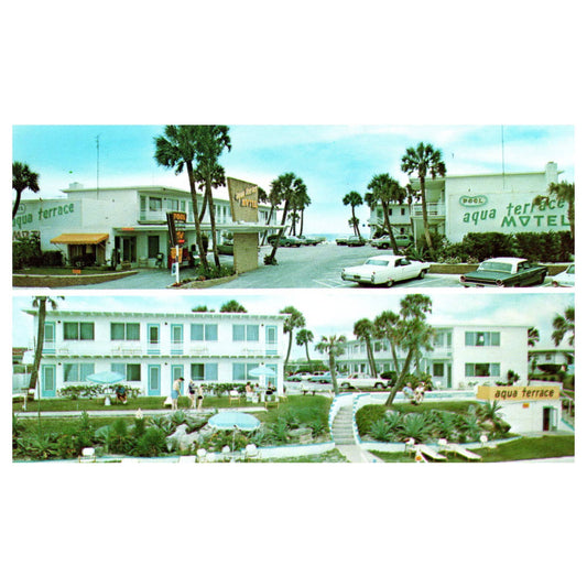 Aqua Terrace Motel Ormond Beach Florida Edna & Earl Swatzell - Postcard TJ8-1