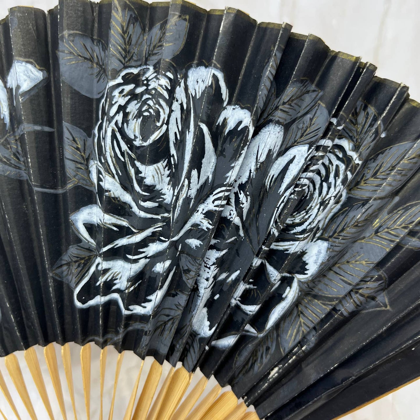 Vintage Hand Painted Asian Bamboo Fan TI7-S1