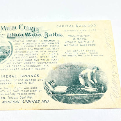 1880s Victorian Ad Mango-Mud Cure Lithia Water Baths Indiana Mineral Springs AC1