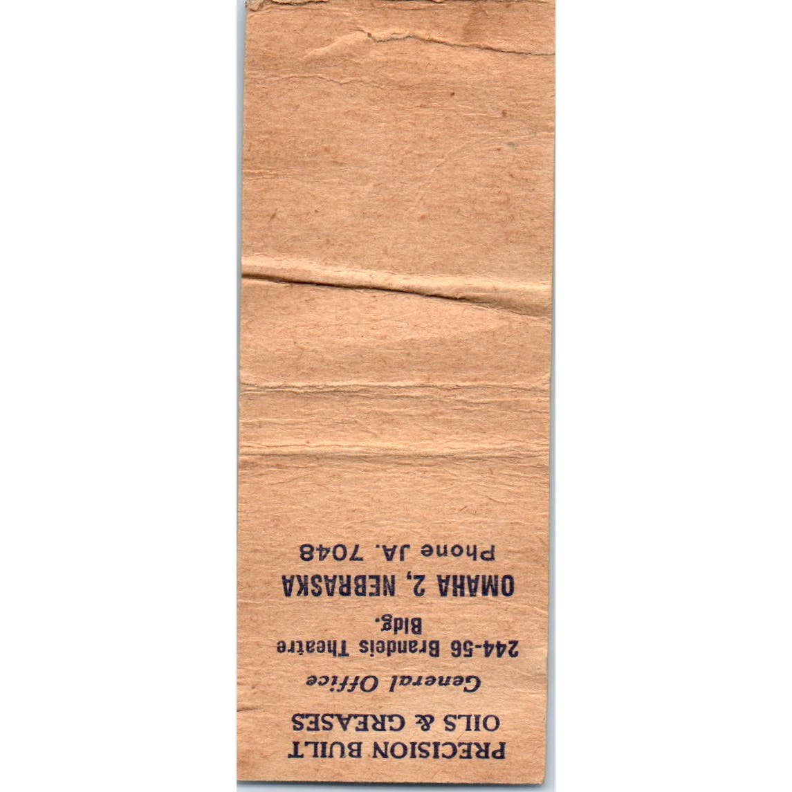 Anthor Oil Corp Omaha NE Advertising Matchbook Cover SA9-M1