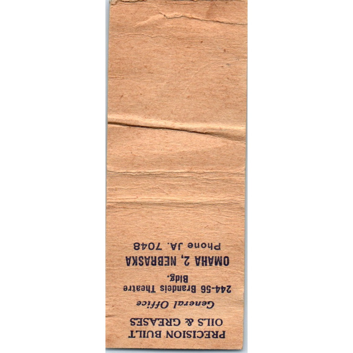 Anthor Oil Corp Omaha NE Advertising Matchbook Cover MM9-5