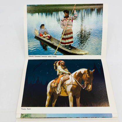 1950s Indians of America VTG Postcard Fold Out Plastichrome Sioux Seminole EA2