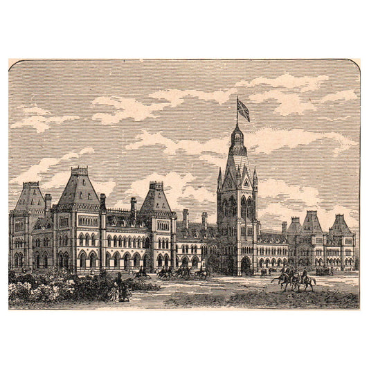 Canadian Parliament Building Ottawa Canada 3.5x5" Original Engraving 1899 TJ8-7