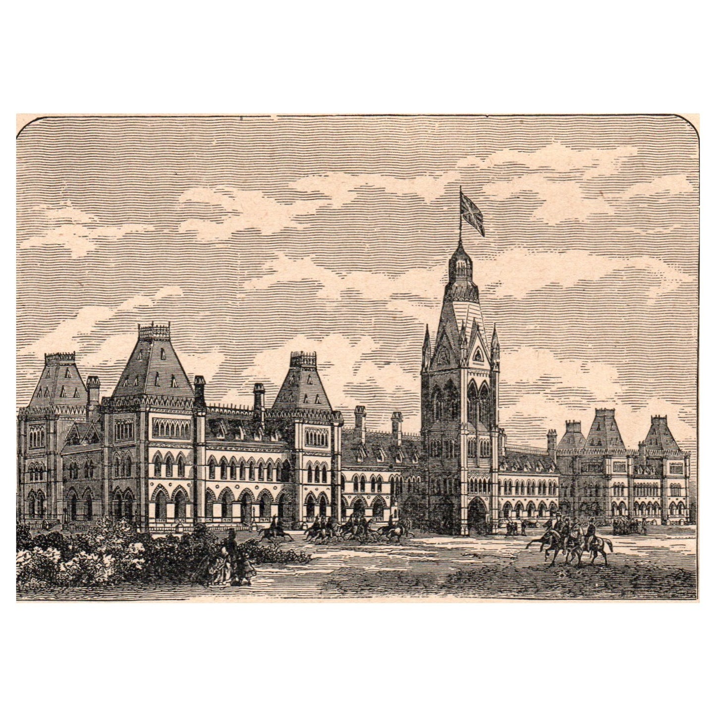 Canadian Parliament Building Ottawa Canada 3.5x5" Original Engraving 1899 AK5-H7