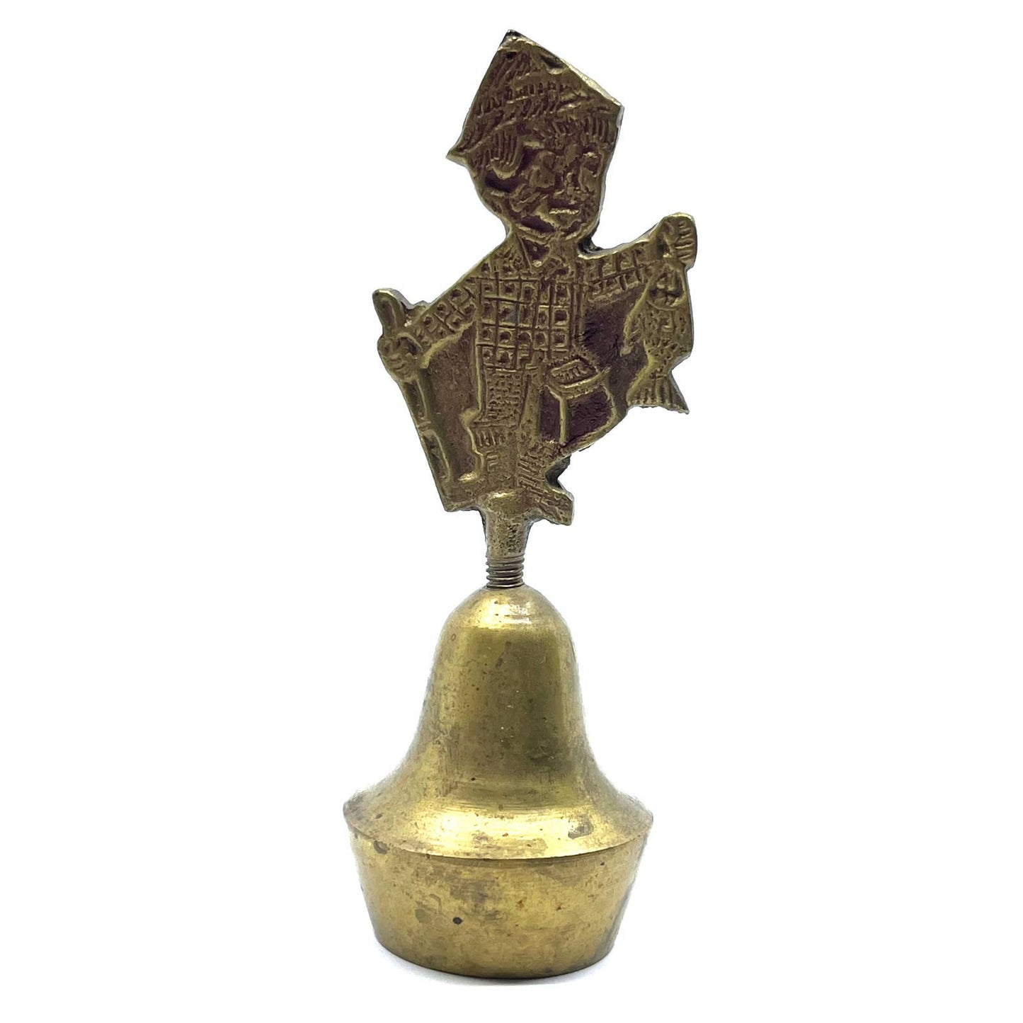 Vintage Brass Fisherman Novelty Dinner Bell 5" TF5