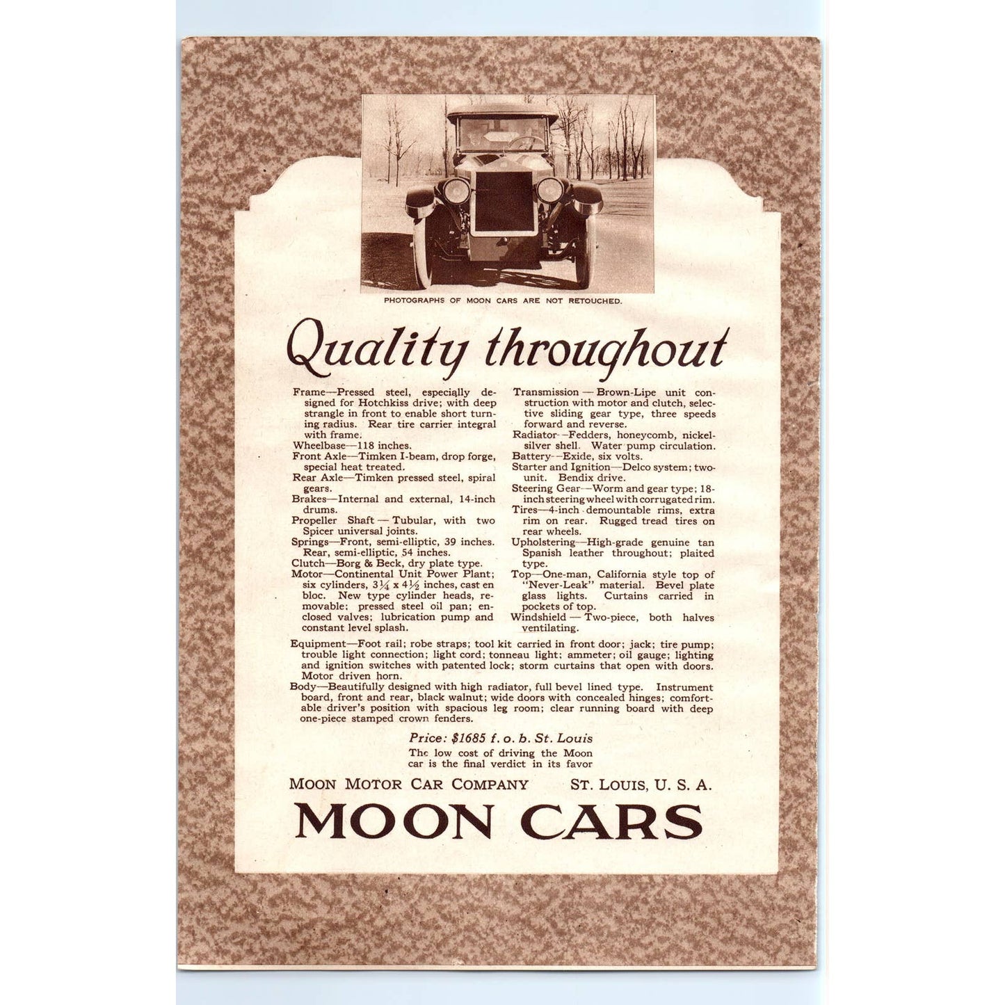 c1920 Harper's Magazine Ad - Moon Cars Victory Moon Light Six Automobile EA3
