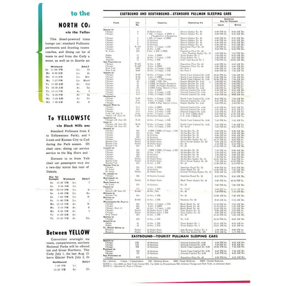 1947 Burlington Route Summer Vacation Service Everywhere West Timetable SE4