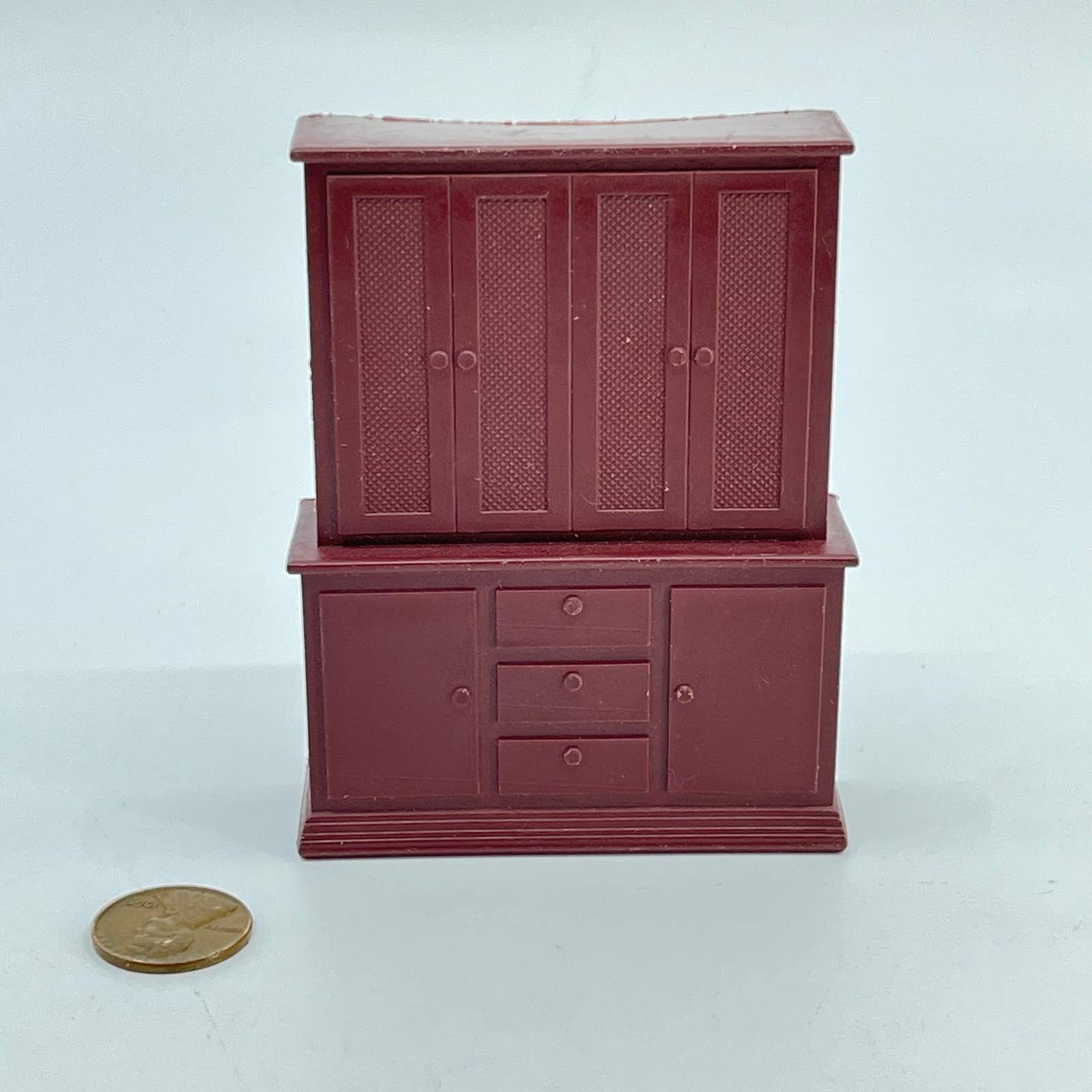 1950s MCM Dollhouse Furniture Brown Cabinet Pie Safe 3.5x2.5” TE7