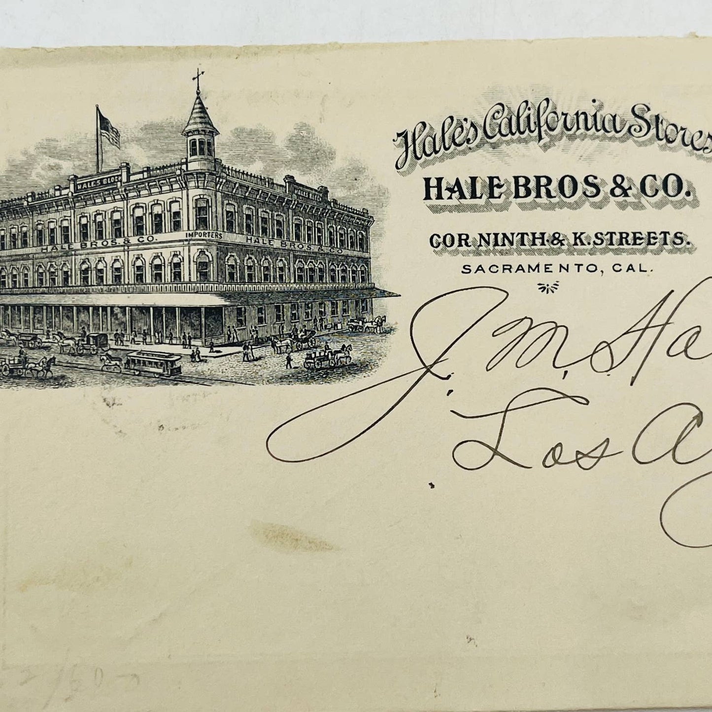 1896 Envelope Hale Bros & Co Sacramento California Store Map of Locations EA4