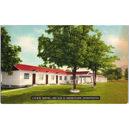 Antique Postcard Lyle's Motel on U.S. 2 Wenatchee Washington TD9