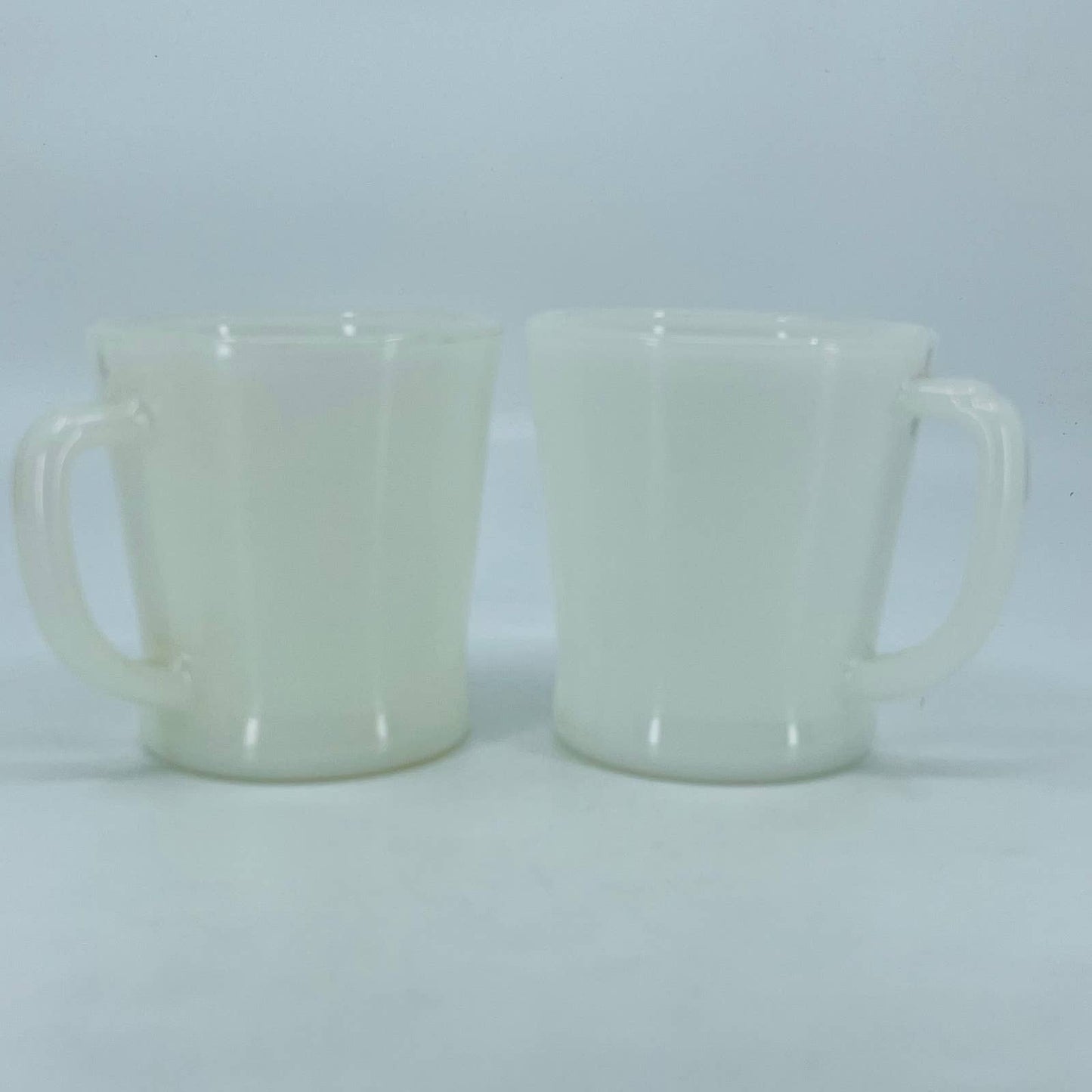 Vintage Anchor Hocking Fire King #25 White D Handle Coffee Mug Set of 2 TC1