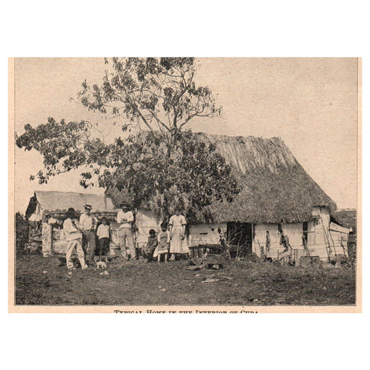 Typical Home in the Interior of Cuba 3.5x5" Original Engraving 1899 AK5-H7