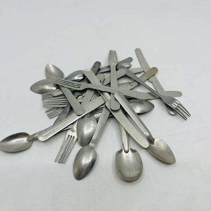 Huge Lot Assorted Toy Kitchen Metal Silverware Forks Spoons Knives TB6