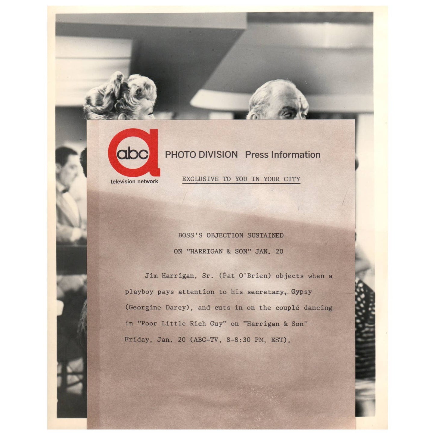 c1960 Press Photo George Darcy Pat O'Brien Harrigan & Son ABC TJ7-2
