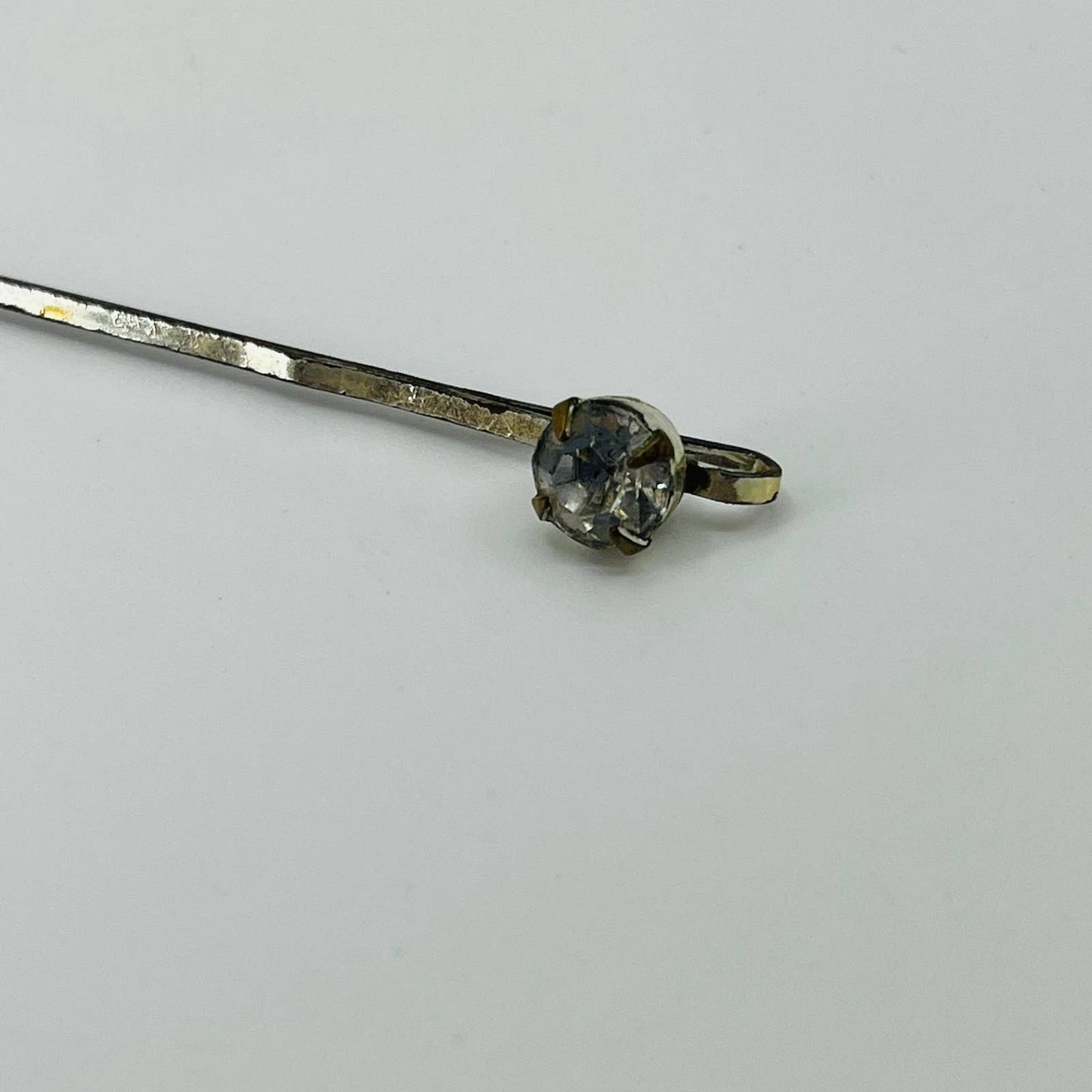 Antique Chrome and Rhinestone Hairpin Hair Clip 2” SB3