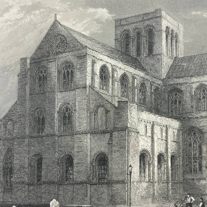 1836 Original Engraving Winchester Cathedral Transept View Floor Plan & Bio TG6