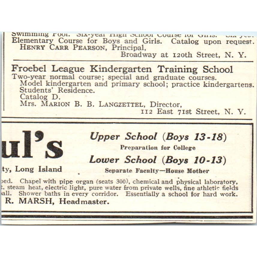 c1920 Harper's Magazine Ad The Raymond Riordon School for Boys Highland NY EA3-1