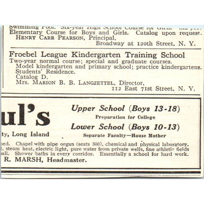 c1920 Harper's Magazine Ad The Raymond Riordon School for Boys Highland NY EA3-1