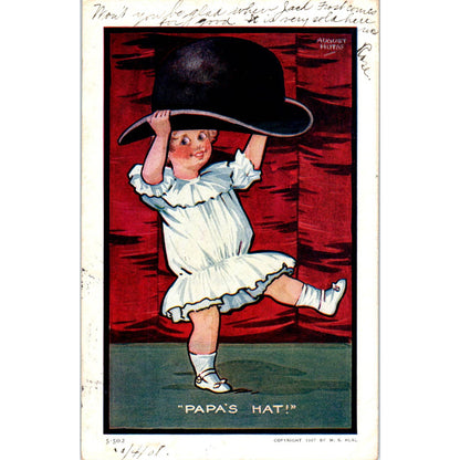 Papas Hat August Hutaf Illustration 1907 Original Postcard TK1-22
