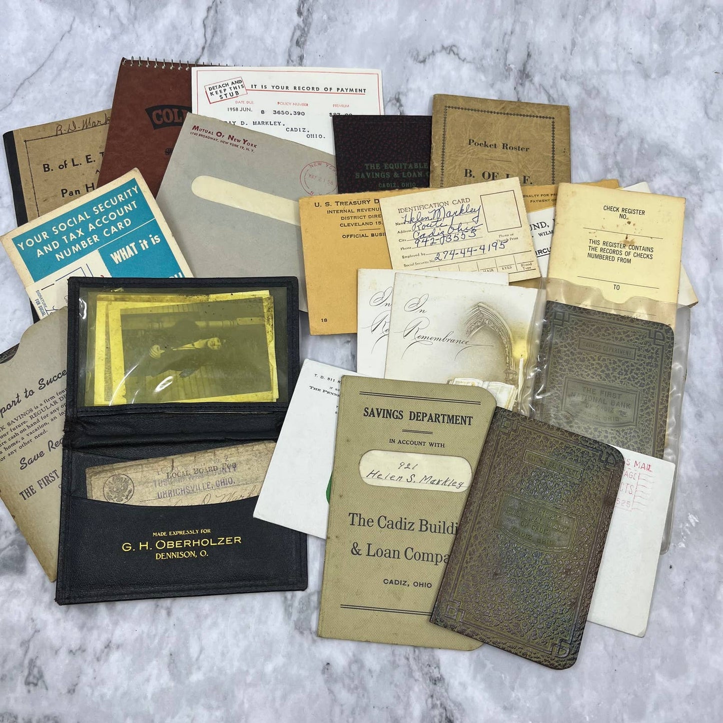 1917-1965 Huge Genealogy Lot Ray & Helen Markley Cadiz Ohio TJ8