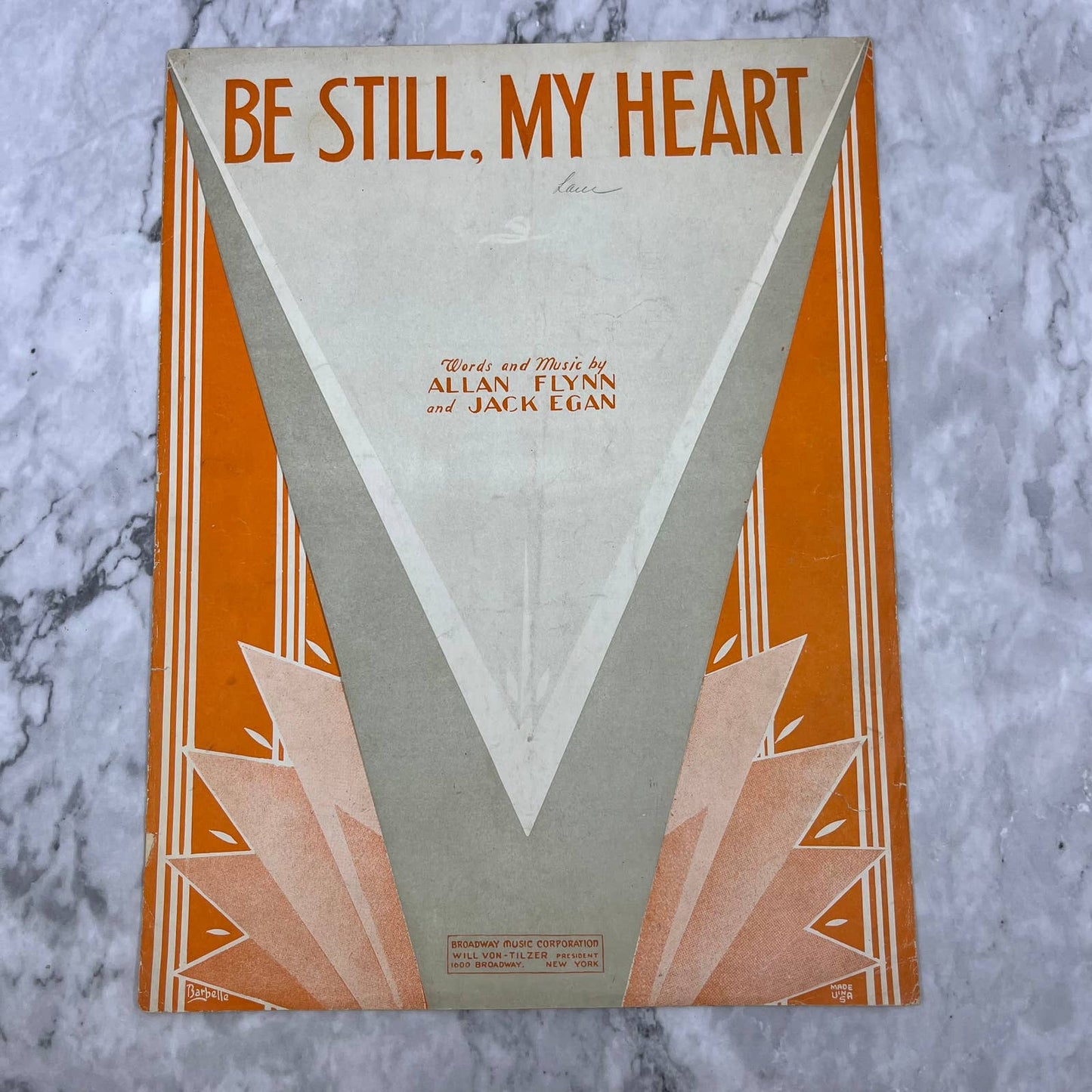 1934 "Be Still My Heart" by Flynn & Egan Sheet Music TJ4