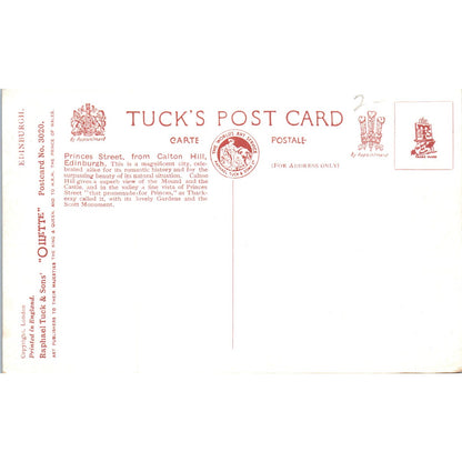 Edinburgh Princes Street Calton Hill Raphael Tuck Oilette Postcard P3-2