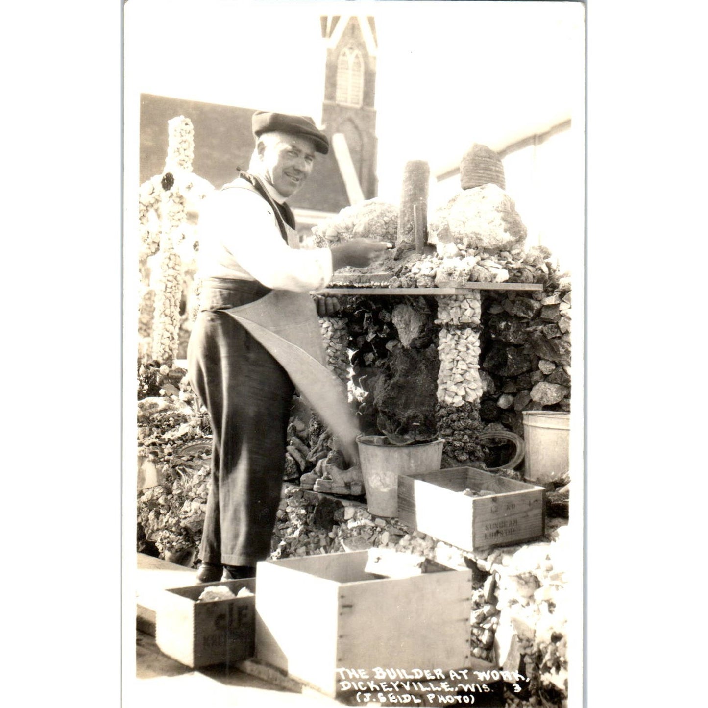 Builder at Work Dickeyville WI RPPC Original Postcard TJ9-P3