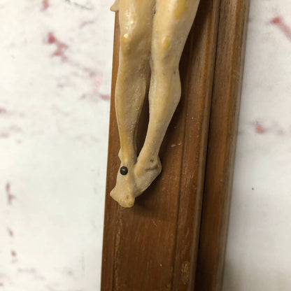 Vintage Last Rites Crucifix Solid Wood Cross with Resin Jesus 13"x8"x2" TG4