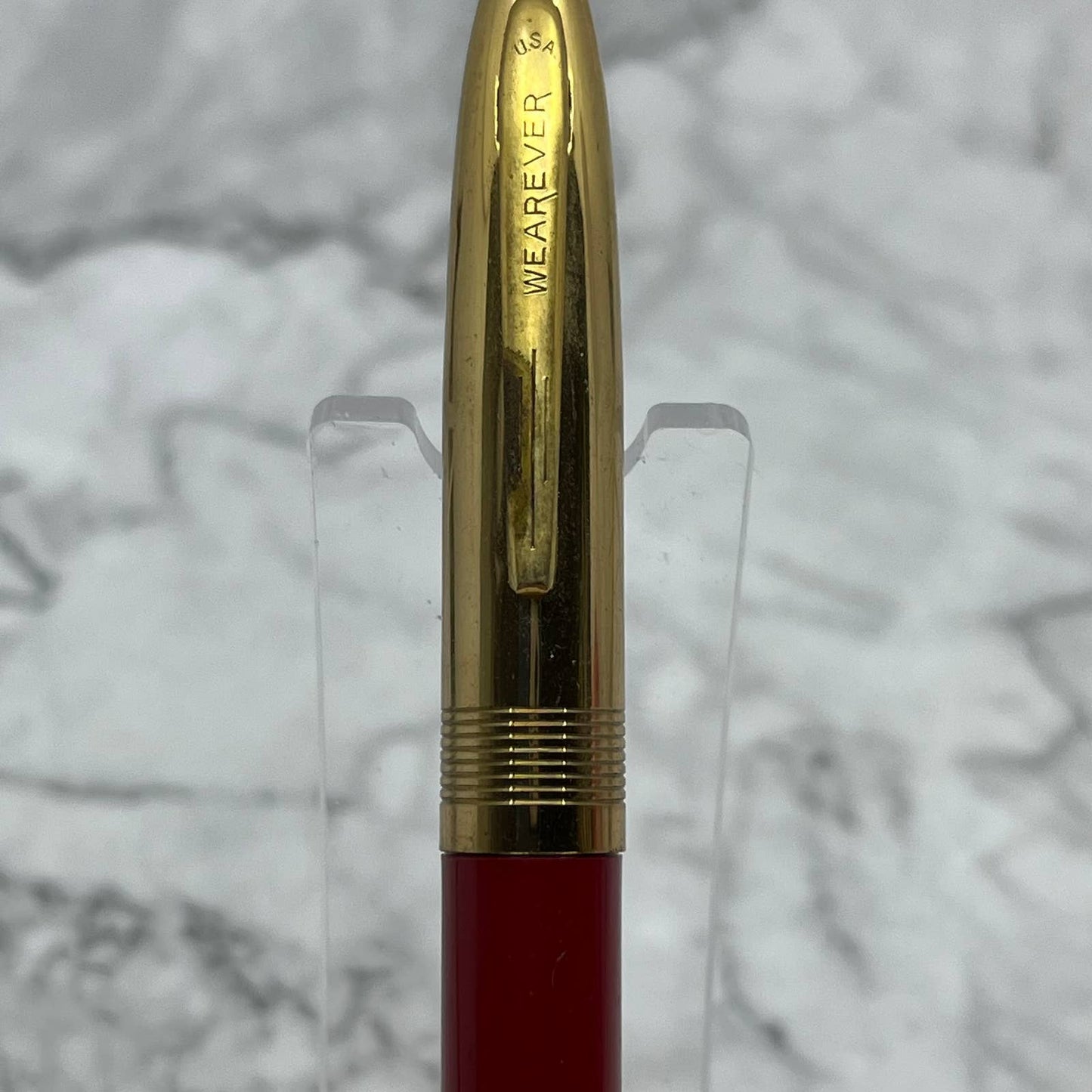 Vintage WearEver Lever Fill Fountain Pen Gold & Maroon Dark Red USA SE6