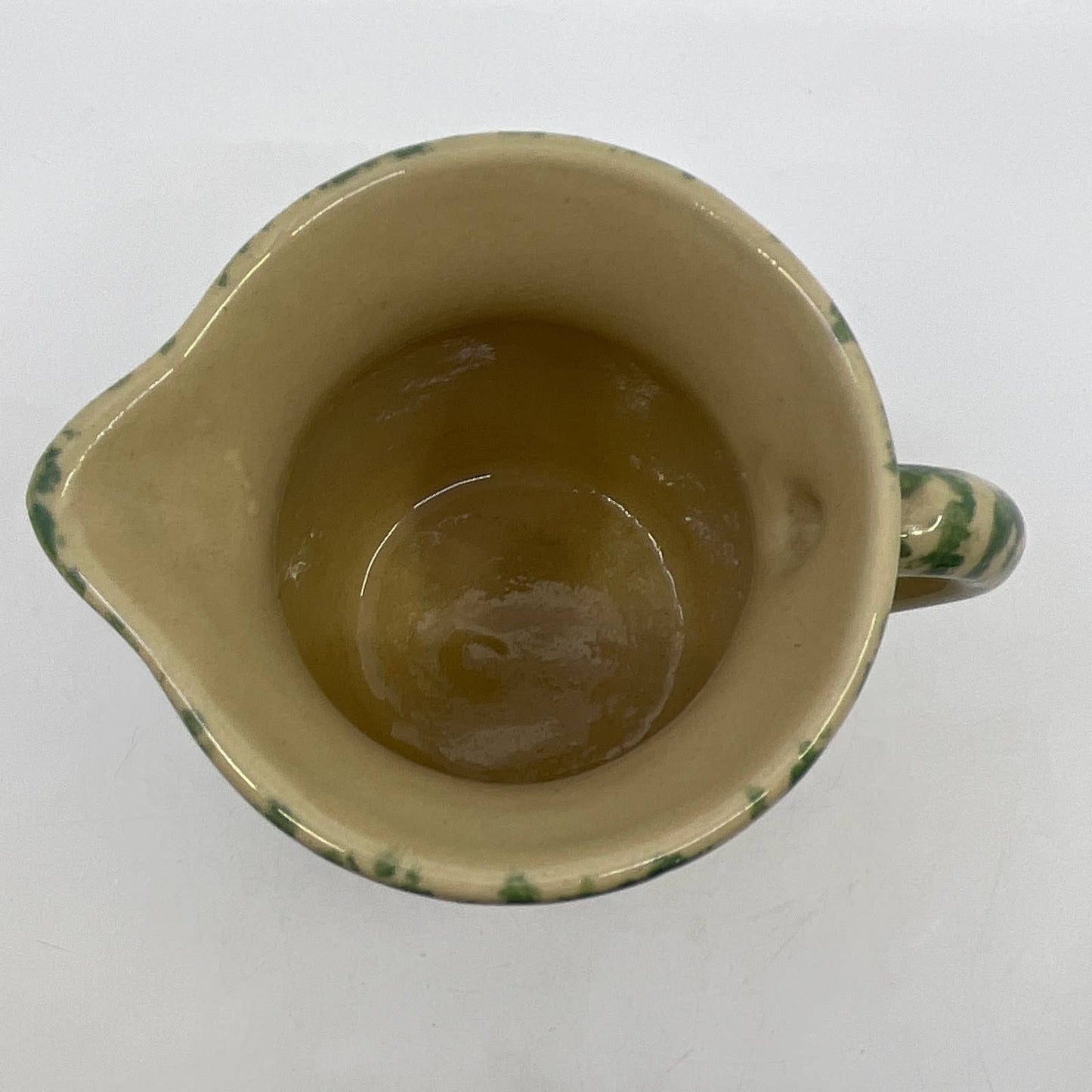 Robinson Ransbottom Green Spongeware Pitcher RRP Roseville 1 Pt 4.5” TH5-1