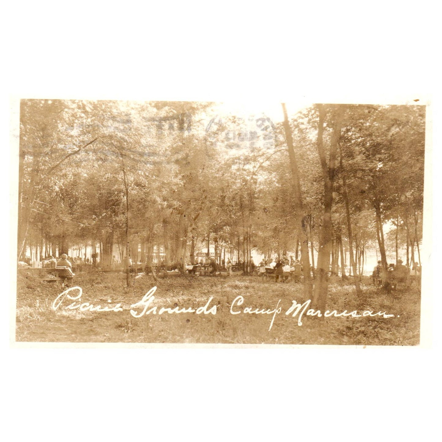 Camp Marcresan Picnic Area Union City PA 1926 - Original Postcard RPPC TJ8-4