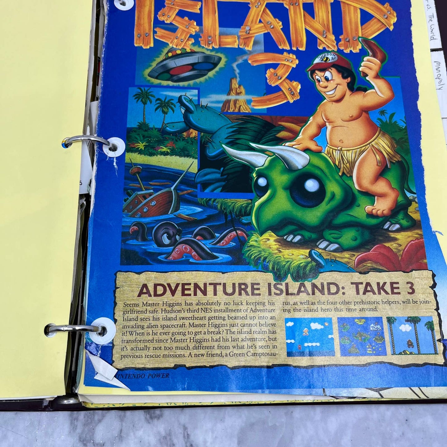 c1989 Binder of Clipped NES Maps and Articles From Nintendo Power Magazine TJ6-3