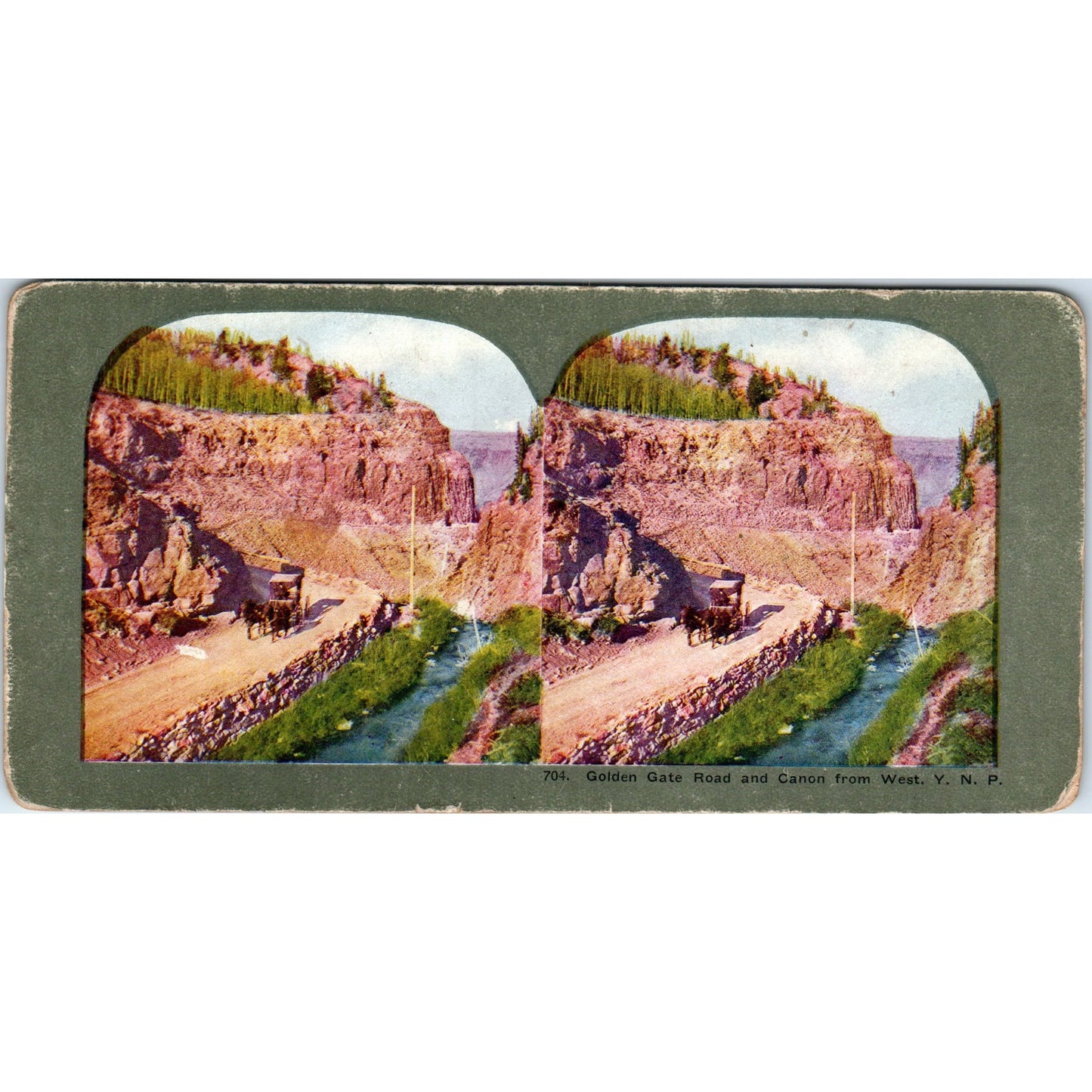 Golden Gate Road and Canon From West Yellowstone Antique Stereoview Card H3-2