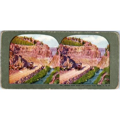 Golden Gate Road and Canon From West Yellowstone Antique Stereoview Card H3-2