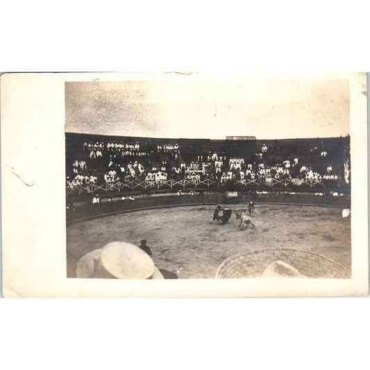 Antique RPPC Postcard Bullfighting Scene Matador and Bull SE8-1