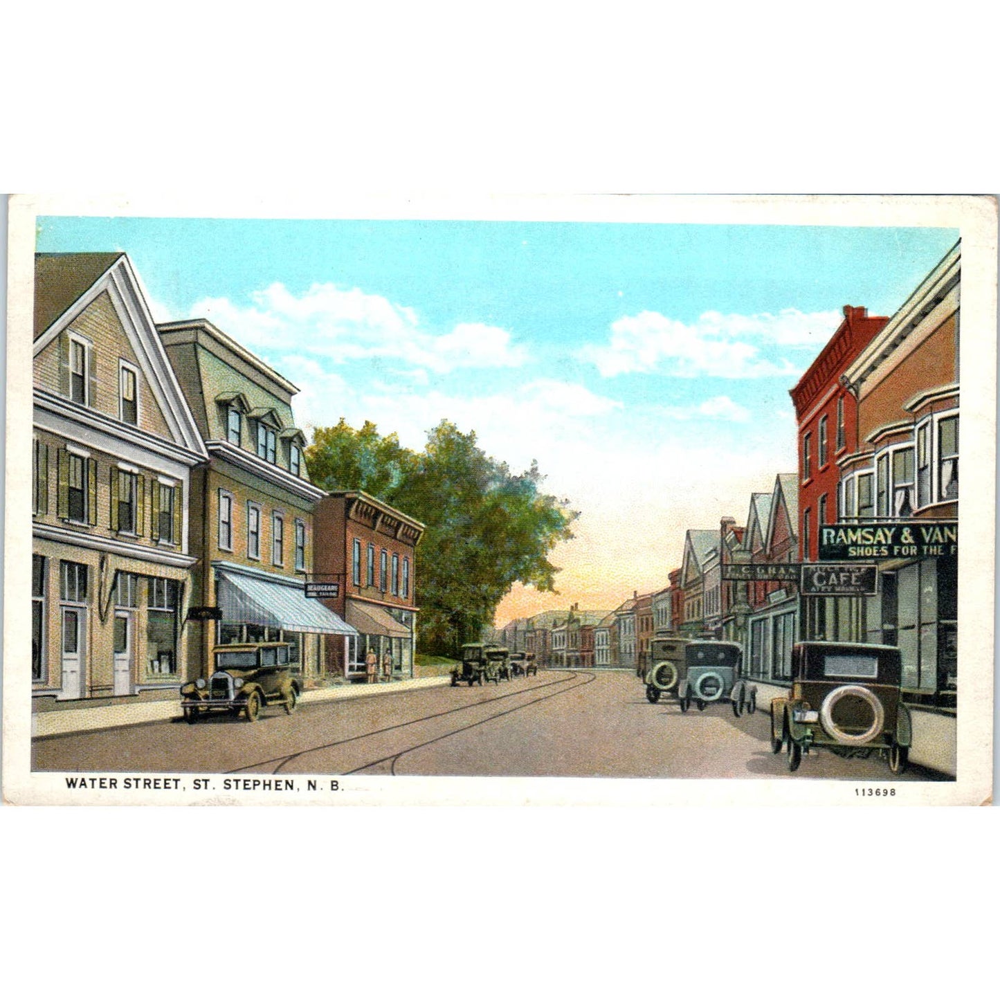 Water Street St. Stephen NB - Original Postcard TJ7-RP3