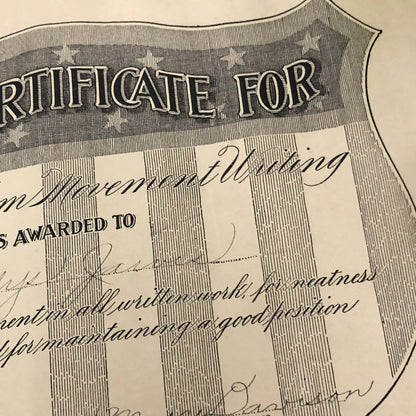 1920s Applied Arm Movement Writing Certificate Award Gladys Jarvis Chicago AC9