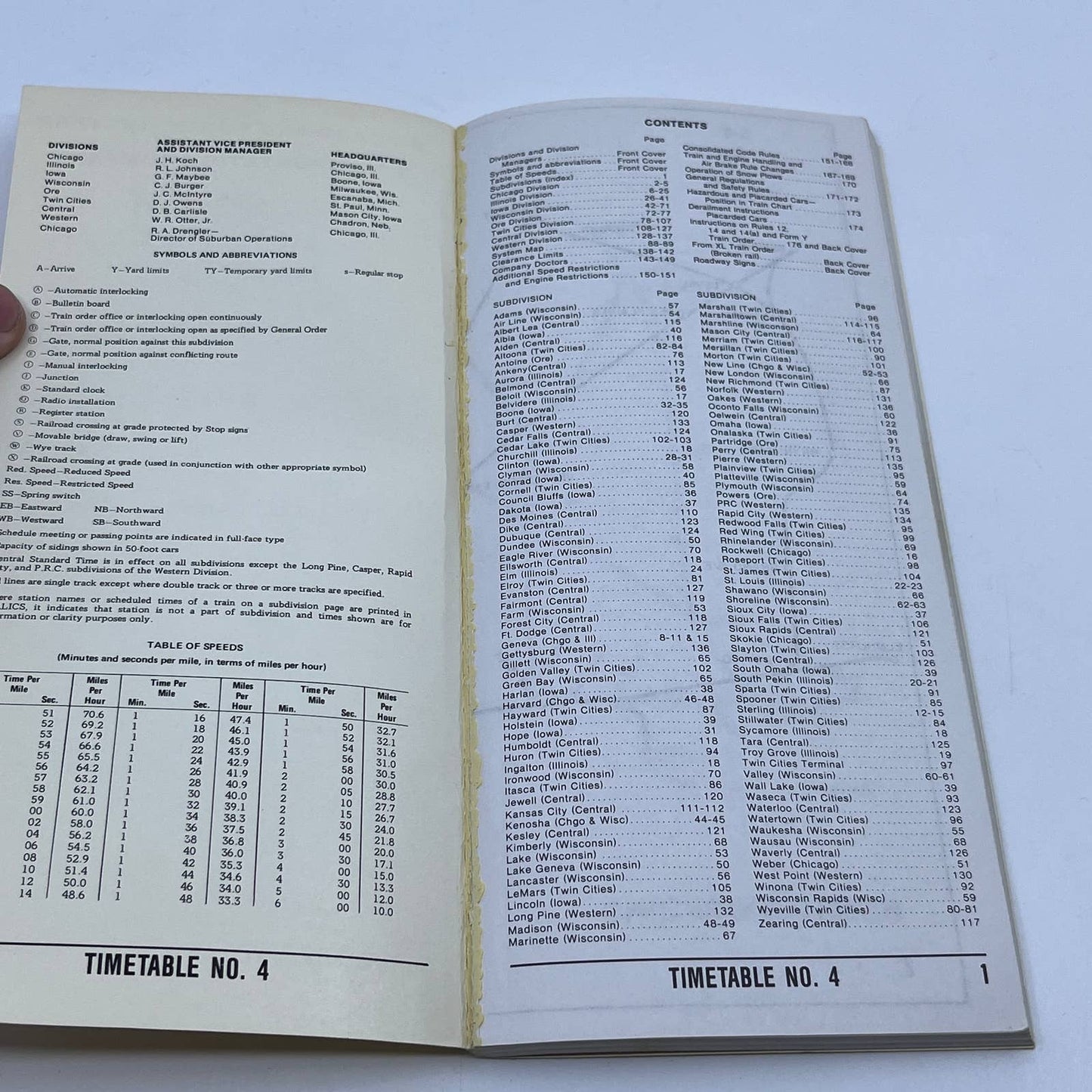 1980 Chicago & Northwestern Railroad Employee Timetable No. 4 TG6