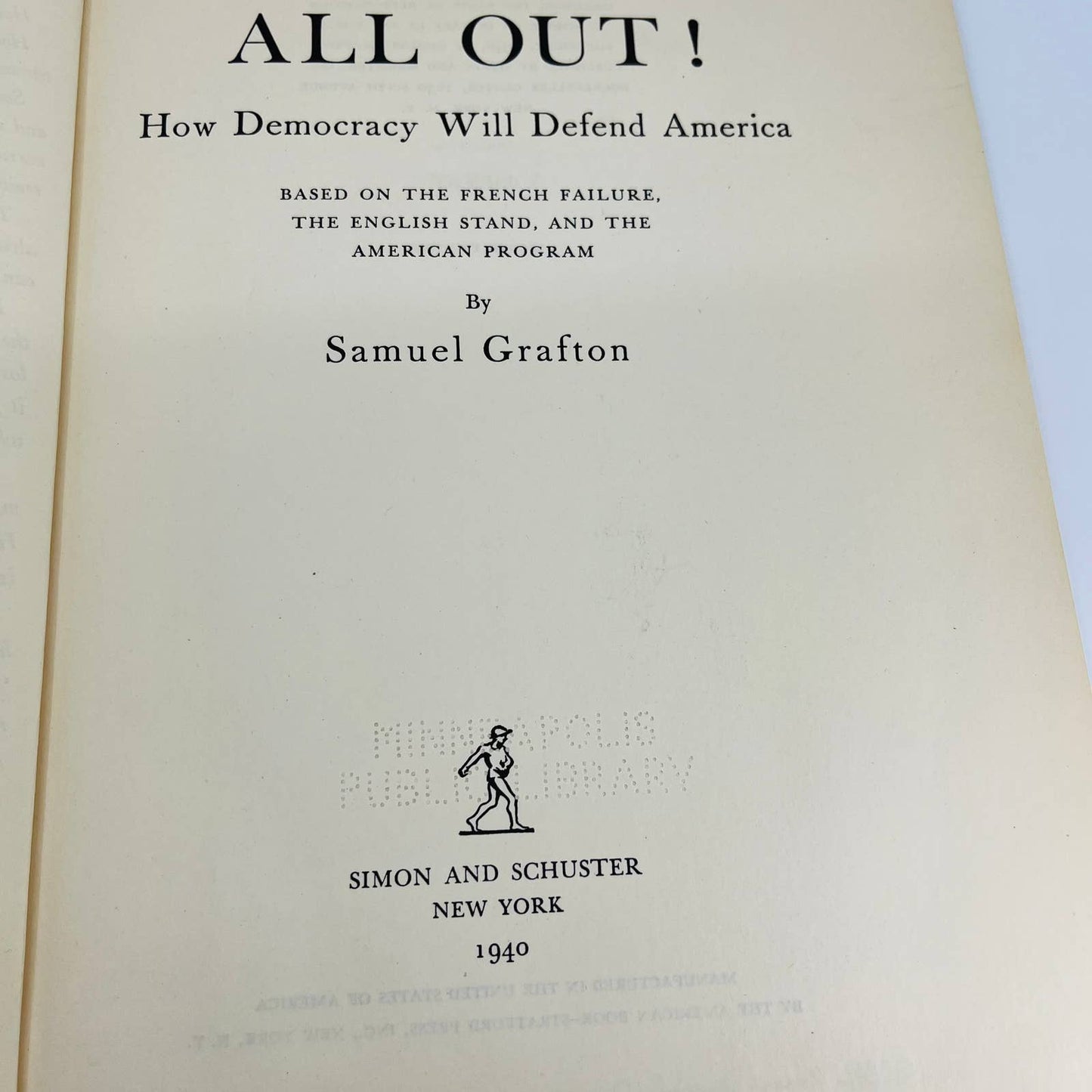 SCARCE 1940 WWII - All Out! How Democracy Will Defend America Samuel Grafton BA4