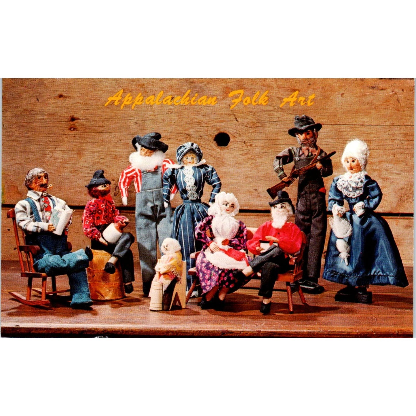 Appalachian Folk Art Doll Collection on Display Original Postcard PB6