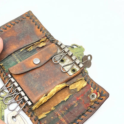 Vtg Hand Tooled Western Leather Key Holder Pouch TF5